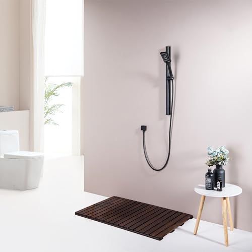 Matte Black Hand Shower with Slide Bar, 3-Function High Pressure Handheld Shower Head with Slide Bar, Stainless Steel Adjustable Height 25" Long Slide Bar Combo Shower Faucet, Wall Mount