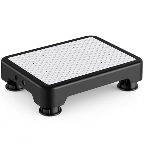 SOYO Mobility One Step Stool Platform for Adults & Elderly, Black-White | Adjustable Small Step Riser for Seniors, Indoor Outdoor Non-Slip Standing Support Portable Low Step for Car, Bed, Bathroom - color: Black-white