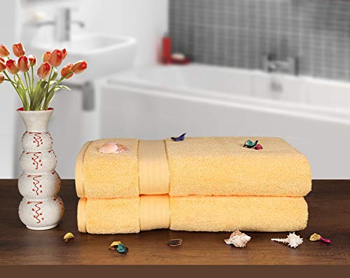 GLAMBURG 700 GSM Premium Cotton 2-Pack Oversized Extra Large Bath Sheet Set - 100% Combed Cotton - 2 Bath Sheets 35x70 - Luxury Hotel & Spa Quality - Durable Ultra Soft Highly Absorbent - Yellow - color: Yellow, size: 2 Pack 700 GSM Bathsheet