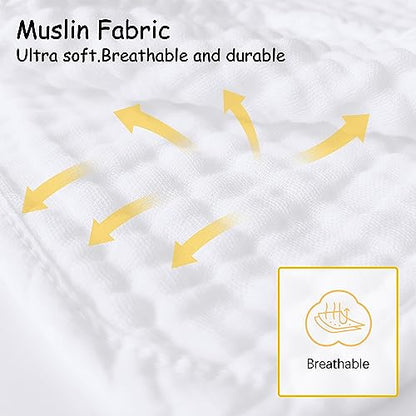 Lovely Care 12 Pack Muslin Burp Cloths 100% Cotton Muslin Cloths Large 20''x10'' Extra Soft and Absorbent Baby Burping Cloth - White - color: White, size: 10x20 Inch (Pack of 12)