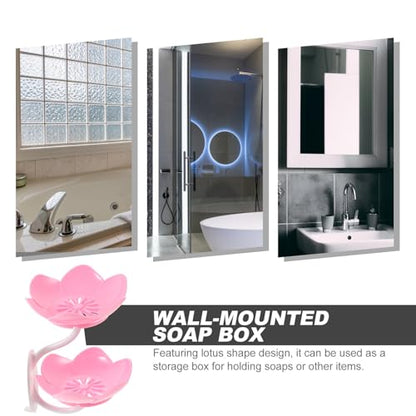 TOYANDONA Double Layer Lotus Soap Dish with Drain Pink Plastic Soap Holder Storage Rack for Bathroom Wall Mount No Drilling Suction Cup