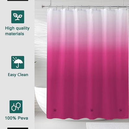Shower Curtain Liner, 100% Waterproof Peva Shower Curtains with 3 Duty Heavy Bottom Magnets and 12 Rust Proof Grommets, 72x72 Weighted Shower Liner for Shower Stall, Bathtubs - color: Gradient Red