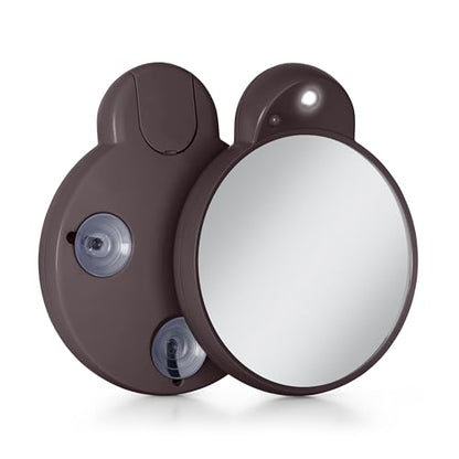 Zadro Magnification Lighted Compact Mirror with LED Light & Retractable Suction Cups – Travel Makeup Mirror, Cool White 6400K Lighting, Battery Operated, Made in USA (Chocolate, 10X | 4.3"L x 3.5"W) - color: Chocolate