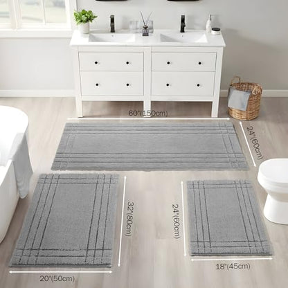 Gray Bathroom Runner Rugs, Non-Slip Extra Long Bath Mat | Extra Long Bath Rug, Machine Washable Large Bath Mats for Tub and Shower, Plush Shaggy Runner, 24x60" - color: Grey, size: 2' x 5' (Rectangular)