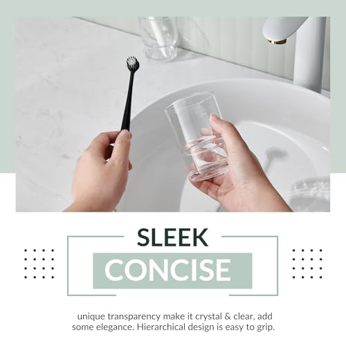 Aomasi Glass Toothbrush Holders for Bathroom Sink, 2 Pack, Transparent | Thickened Substantial Glassware, Bathroom Tumbler Cup for Daily Drinking Water, Easy to Clean, Toothbrush Holder Replacement - color: Transparent