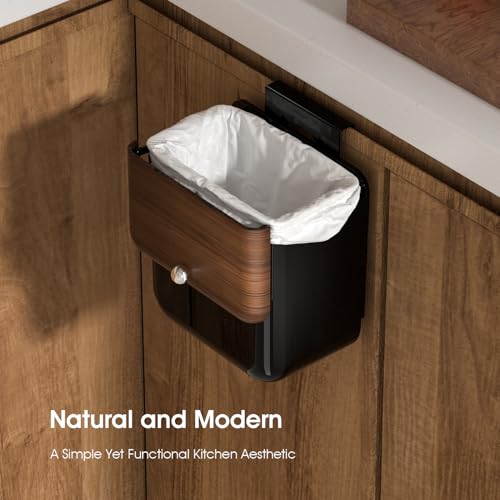 Large 3.2 Gallon Compost Bin, Under Sink Trash Can with Lid, Hanging Waste Cabinet for Office Kitchen Cupboard Bathroom Bedroom, Black - color: Black