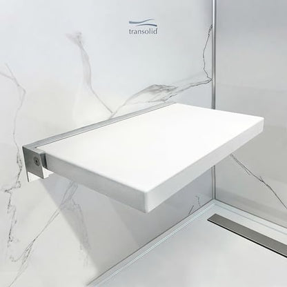 Transolid Preston Flip-Up Fold-Down Wall-Mount Padded Shower Seat, 20 in. W x 15.75 in. D, White and Polished Chrome, PPS1420UP-01PC - color: White/Polished Chrome, size: 14"x20"