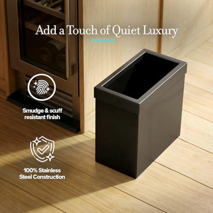 Gatco Small Bathroom Trash Can with Lid, Rectangle 3 Gallon Stainless Steel Wastebasket, Under Sink, Matte Black, for Bathroom, Bedroom, Office (1918) - color: Matte Black