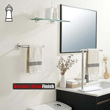 JQK Hand Towel Holder Towel Ring, 10 Inch Thicken 0.8mm 304 Stainless Steel Bathroom Hand Towel Bar, 9 Inch Useable Length Wall Mount Towel Rack Hanger, Brushed Steel, THH110L9-BN - color: Brushed Steel