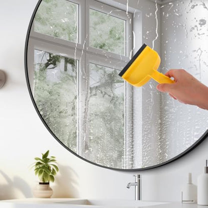 SHERCHPRY Mini Silicone Bathroom Squeegee Water Wiper for Shower Glass Doors and Mirrors, Compact Yellow Window Cleaner with Portable Handheld Design for Sink and Car Mirror Cleaning