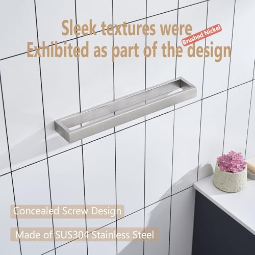KOKOSIRI Towel Bar Brushed Nickel Bath Towel Hanger Holder 16-Inch Kitchen Rack Stainless Steel for Bathroom Hardware Wall Mount, 1 Pack B4008BR-L16 - color: Brushed Nickel, size: 16-Inch