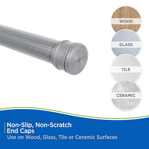 Kenney KN609L/13 Twist & Fit No Tools Spring Tension Standard Shower Curtain Rod with Non-Slip, Non-Scratch Ends, 42-72" Adjustable Length, Easy Install, Silver, 1" Diameter Rust Resistant Steel Tube - color: Silver