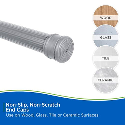 Kenney KN609L/13 Twist & Fit No Tools Spring Tension Standard Shower Curtain Rod with Non-Slip, Non-Scratch Ends, 42-72" Adjustable Length, Easy Install, Silver, 1" Diameter Rust Resistant Steel Tube - color: Silver