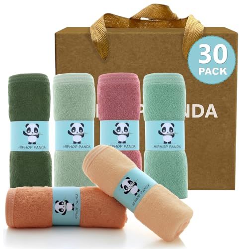 HIPHOP PANDA Soft Baby Washcloths, 2-Layer, 30 Pack Newborn Gift Set | Rayon Made from Bamboo | Absorbent Reusable Wipes for Delicate Skin | Newborn Gift Set | Registry Ready | Boho Earth Tones - color: Boho Earth Tones, size: 10x10 Inch - 30 Pack Gift Bo