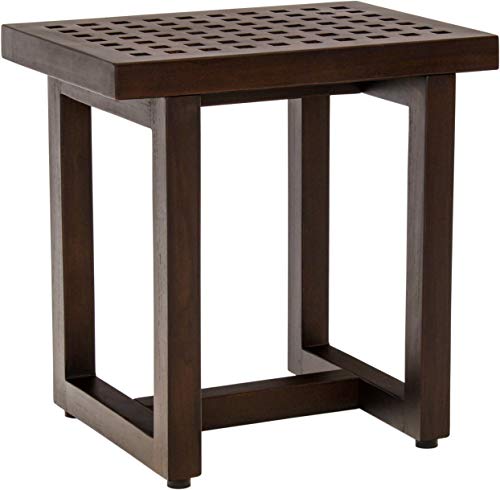 AquaTeak 18" Grate Mocha-Shield Teak Shower Bench - A. Bench | Durable, Water-Resistant Teak, Shower Chair & Shaving Foot Rest, Indoor/Outdoor Use