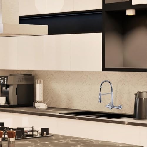 Premium 8"" Center Kitchen Sink Faucet - Wall Mount Tap with High Arc Spring - color: Style B, Center Handle