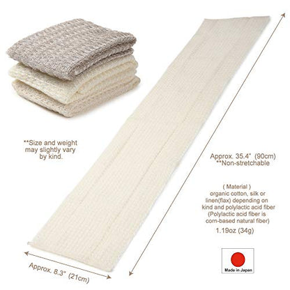 Exfoliating Washcloth [Made in Japan] Shower Back Scrubber, Plant-Based Loofah (3pcs Set) - color: 3pcs Set (3pcs Set ( Cotton, Linen and Silk )