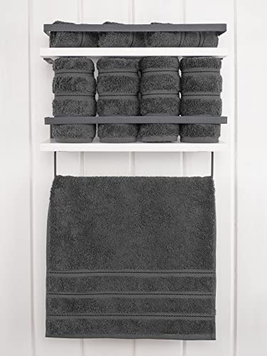 American Soft Linen 100% Cotton Luxury Turkish Towels, 4 PC Hand Towel Set | Soft Absorbent Quick Dry OEKO Tex Standard 100 Certificated Durable Machine Washable Premium Hotel Quality - color: Dark Gray, size: 16"x28"