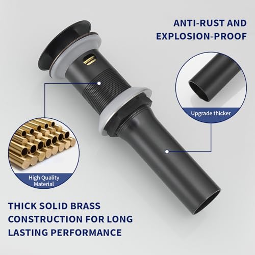 Bronze Bathroom Sink Drain Pop up Drain with Overflow Rustproof | Bathroom Sink Stopper with Detachable Strainer Basket All Metal Rustproof Fits 1-1/2" to 1-3/4" Sink Hole by Homevacious - color: Bronze