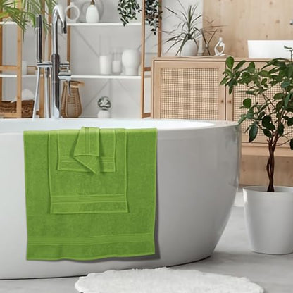 Ultra Soft 6 Pack Cotton Towel Set, Contains 2 Bath Towels 28x55 inch, 2 Hand Towels 16x24 inch & 2 Wash Coths 12x12 inch, Ideal for Everyday use, Compact & Lightweight - Kiwi Green - color: Kiwi Green
