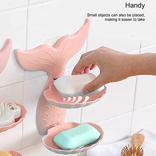 BORDSTRACT Self Draining Soap Dish Holder, Double Layer Wall Mounted Sponge Rack for Bathroom Kitchen Sink Organization with Adhesive Installation