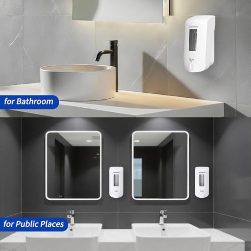 Manual Foaming Soap Dispenser, 1000ml, Pearl White | No-Drill, Wall Mounted, Large Viewing Window, Super Easy Refills, Commercial & Home - color: Pearl White