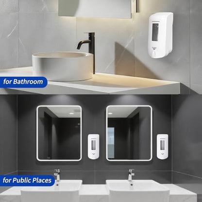 Manual Foaming Soap Dispenser, 1000ml, Pearl White | No-Drill, Wall Mounted, Large Viewing Window, Super Easy Refills, Commercial & Home - color: Pearl White