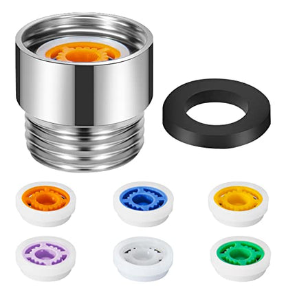 MAYYAYA 7-Pc Brass Shower Flow Saver Kit, 1/2G, 6 Color Options | MAYYAYA brass flow saver kit: 6 color-coded reducers (1.2-2.5 GPM); durable 1/2G connector; fits fixed & handheld showers - color: Colours
