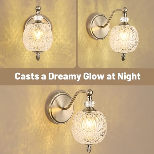 1 Piece Brushed Nickel Wall Sconce, 1-Light Mid Century Modern Brushed Nickel Finish Wall Sconce with Globe Glass Shade, Modern Light for Bathroom, Bedroom, Living Room,Powder Room - color: Brushed Nickel, size: 1 Light