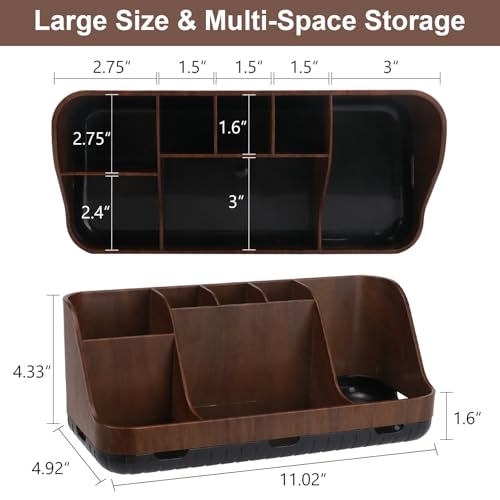 GFWARE Wood Toothbrush Holders for Bathroom Organizer with Drain Holes | Detachable 7 Slots Kid Electric Toothbrush and Toothpaste Holder, Bathroom Sink, Caddy, Tray, Vanity Storage Wood-Look, Brown - color: Wood Brown