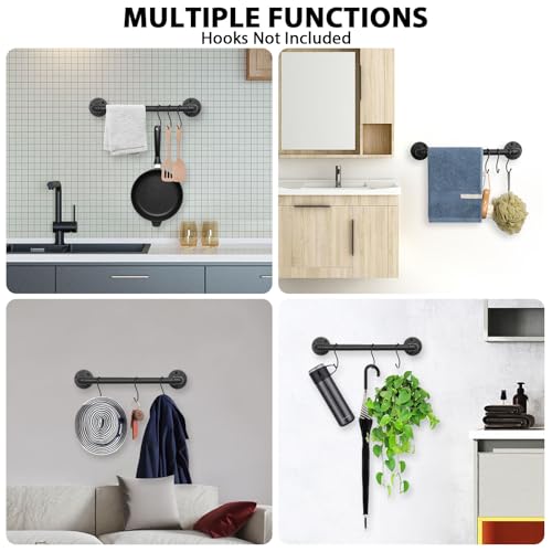 Industrial Pipe Towel Rack Towel Bar, Heavy Duty Wall Mounted Rustic Farmhouse Bath Towel Holder for Bathroom (Black, 12 inch) - color: Black, size: 12 inch
