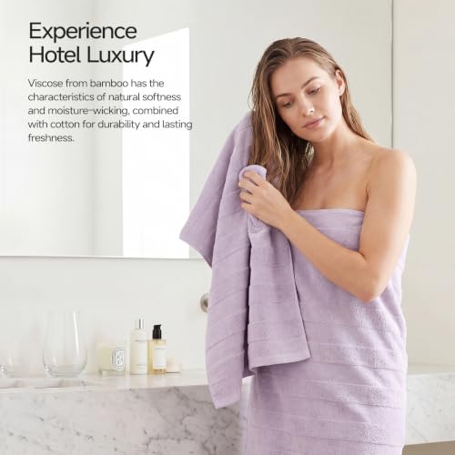 REDKISS Ultra Soft Viscose from Bamboo Bath Towels, 28 x 55 Inches, Purple | 2 Pack, Absorbent & Quick Drying, 50% Viscose from Bamboo, 50% Cotton, Luxury Towels for Bathroom Perfect for Daily Use - color: Purple