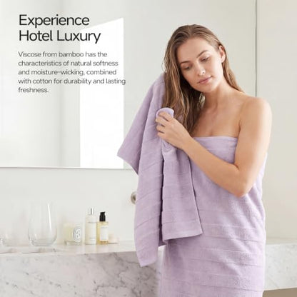 REDKISS Ultra Soft Viscose from Bamboo Bath Towels, 28 x 55 Inches, Purple | 2 Pack, Absorbent & Quick Drying, 50% Viscose from Bamboo, 50% Cotton, Luxury Towels for Bathroom Perfect for Daily Use - color: Purple