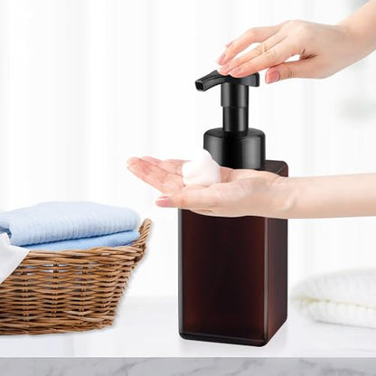 3 Pack Foaming Soap Dispenser Empty Plastic Foam Pump Bottle Refillable Foam Soap Bottle Dispenser for Shampoo Liquid Soap Face Wash (Brown, 450ml/15oz) - color: Brown, size: 450 ml
