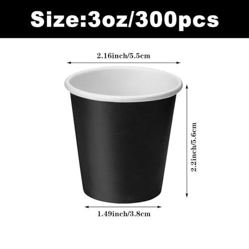 300 Count 3 Oz Mouthwash Cups, Black Disposable Bathroom Cups | Disposable Paper Cups, Small Disposable Cup, Espresso Cup for Bathroom Party Travel Picnic BBQ - color: Black, size: 300 Count