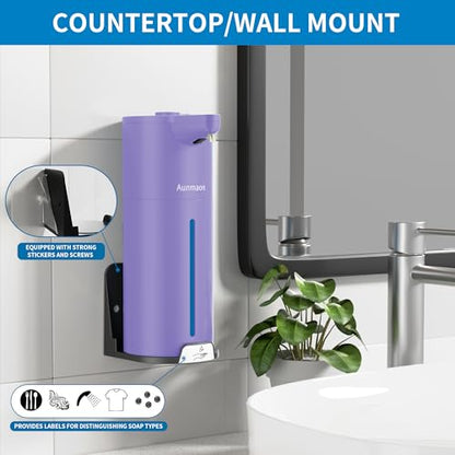 Automatic Soap Dispenser Touchless, Hands-Free, Multi Adjustable Volume, Long Battery Life, Compatible with Thick & Thin Dish/Hand Soap for Bathroom and Kitchen, Easy for Toddlers, Purple - color: Matte Purple