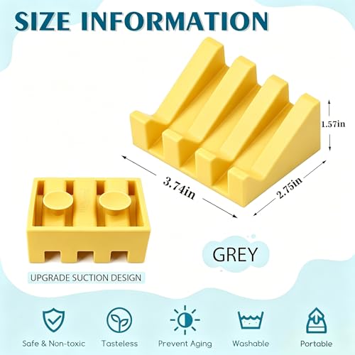Silicone Soap Dish Self Draining with Suction Cups (Yellow,1 Pack) | Waterfall drainage design drains fast to keep soap dry silicone soap saver with reusable suction cups for bathroom & kitchen - color: Yellow, size: 1