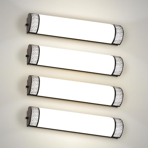 ASD 24 Inch LED Bathroom Vanity Light, 5CCT 2700K-5000K 25W, Dimmable Bathroom Light Fixtures, Modern Vanity Lights for Bathroom Lighting Fixtures Over Mirror, Wall Light Bar, Black, ETL, 4 Pack - color: 24 Inch - Matte Black, size: 4 Pack