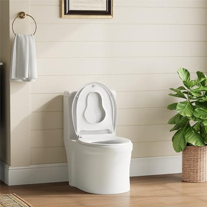 GarveeTech Potty Training Toilet Seat with Built-In Toddler Seat - Adult & Kids Quiet Close Soft Slow Release Round Toilet Seat, Non-Slip, Quick Release, Easy Install, White - color: White, size: Round with Toddler Seat