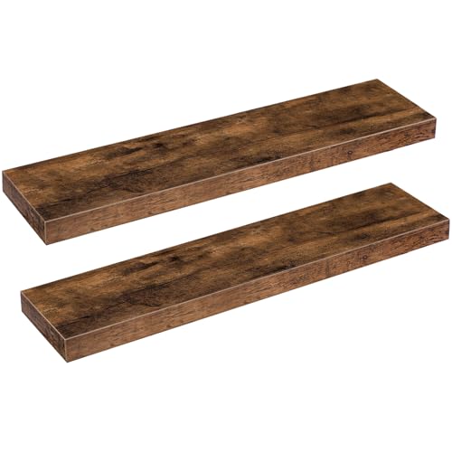 HOOBRO Floating Shelves for Wall, Wall Mounted Shelf Set of 2, 31.5" Hanging Shelf with Invisible Brackets, for Wall Storage in Bathroom Bedroom Kitchen Living Room Office, Rustic Brown BF80BJP201 - color: Rustic Brown, size: 31.5 Inches