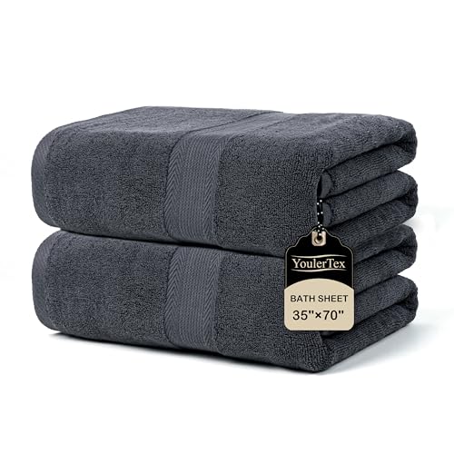 Jumbo Bath Towel Sheet Set: 2 Pcs 35X70 Cotton Luxury Extra Large Bath Sheets - Highly Absorbent Ultra Soft Quick Dry Oversized Lightweight Shower Towels for Adults Hotel Machine Washable (Dark Gray) - color: Dark Gray