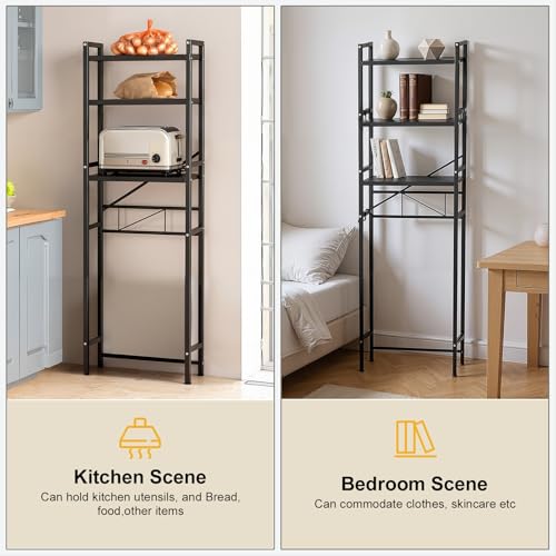 Over The Toilet Storage Carbon Steel, Bathroom Over Toilet Organizer Rack with Adjustable Shelf, 3-Tier Freestanding Above Toilet Shelf for Bathroom, Laundry, Space Saver,18.9"Wx7.9"D x65"H