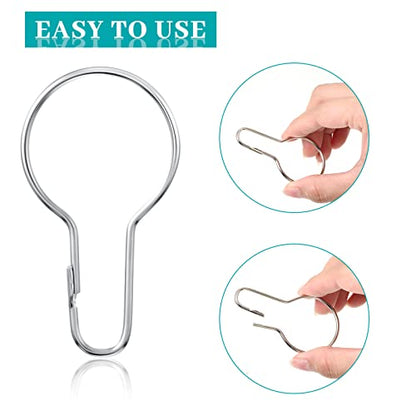 Queekay Metal Shower Curtain Hooks Reusable Hanging Clips,Silver,60 Pcs | Metal Rings for Bathroom Shower, Bedroom Curtains hooks, Rust Resistant Finish, Versatile Hangers, Home Kitchen Hanging Clip - color: Silver