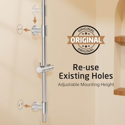 KES 30-Inch Shower Slide Bar with High Pressure 9 Functions Adjustable Handheld Shower Head & 59-Inch Hose, Built-in Power Wash to Clean Tub Tile & Pet, Wall Mount Polished Finish 18/8 Stainless Steel - color: Chrome