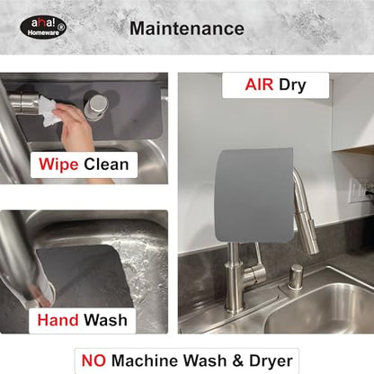 Faucet Mat Kitchen Sink Cuttable : AHA HOMEWARE Kitchen Sink Splash Guard Deck Plate, Customizable Cut Extra Hole for Soap Dispenser, Diatomite Leather Absorbent Fast Drying 2-PACK (Dark Gray) - color: Dark Gray