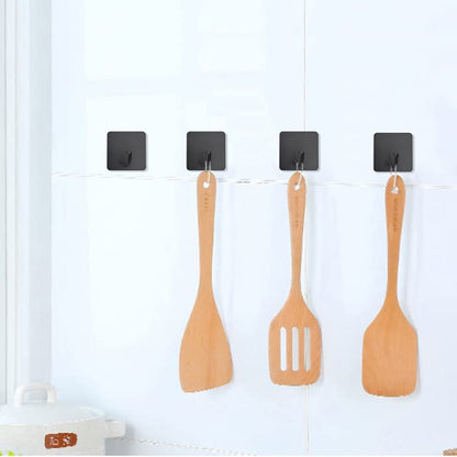 Adhesive Towel Hooks No Drill Wall Hooks Stick on Wall Hangers Shower Hooks for Inside Shower Bathrooms Kitchen Door Black -4 Packs - color: Black