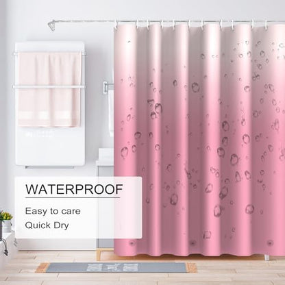 TIKABC Shower Curtain Liner, 4G PEVA Shower Liner, Plastic Waterproof Shower Curtains, with Grommet Holes and 3 Magnetic Weights(Gradient Pink) - color: Gradient Pink
