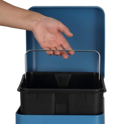 happimess Betty 8 Gal Step Trash Can Soft-Close Lid, Bright Cobalt Blue | Removable Liner, Semi-Rectangular, Steel Pedal, Iron Powder Coated, 27" Height, Non-Skid Base - color: Bright Cobalt Blue