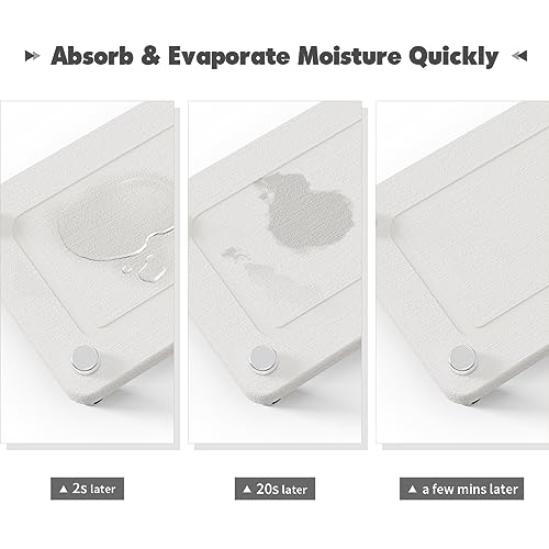 Kitchen Sink Caddy Diatomite Water Absorbing Stone Tray, White | Bathroom Countertop Organizer Faucet Drying Mat Coaster Soap Dish Sponge Dispenser Holder - color: White