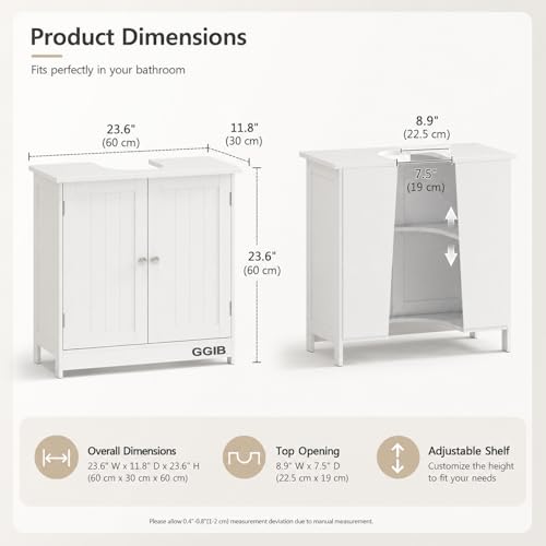 GGIB Under Sink Bathroom Cabinet with 2 Doors and Shelf
